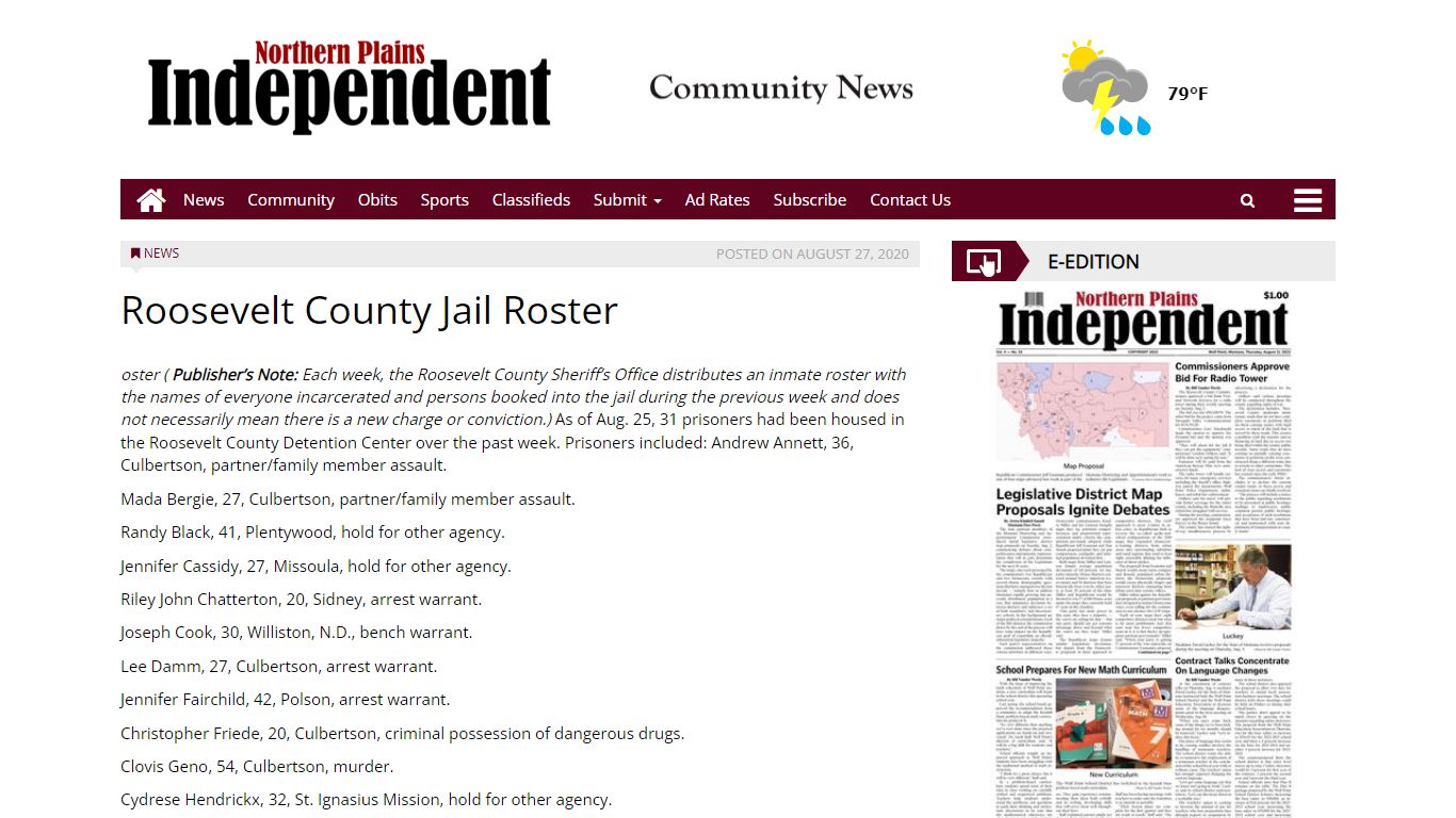 Roosevelt County Jail Roster - Northern Plains Independent